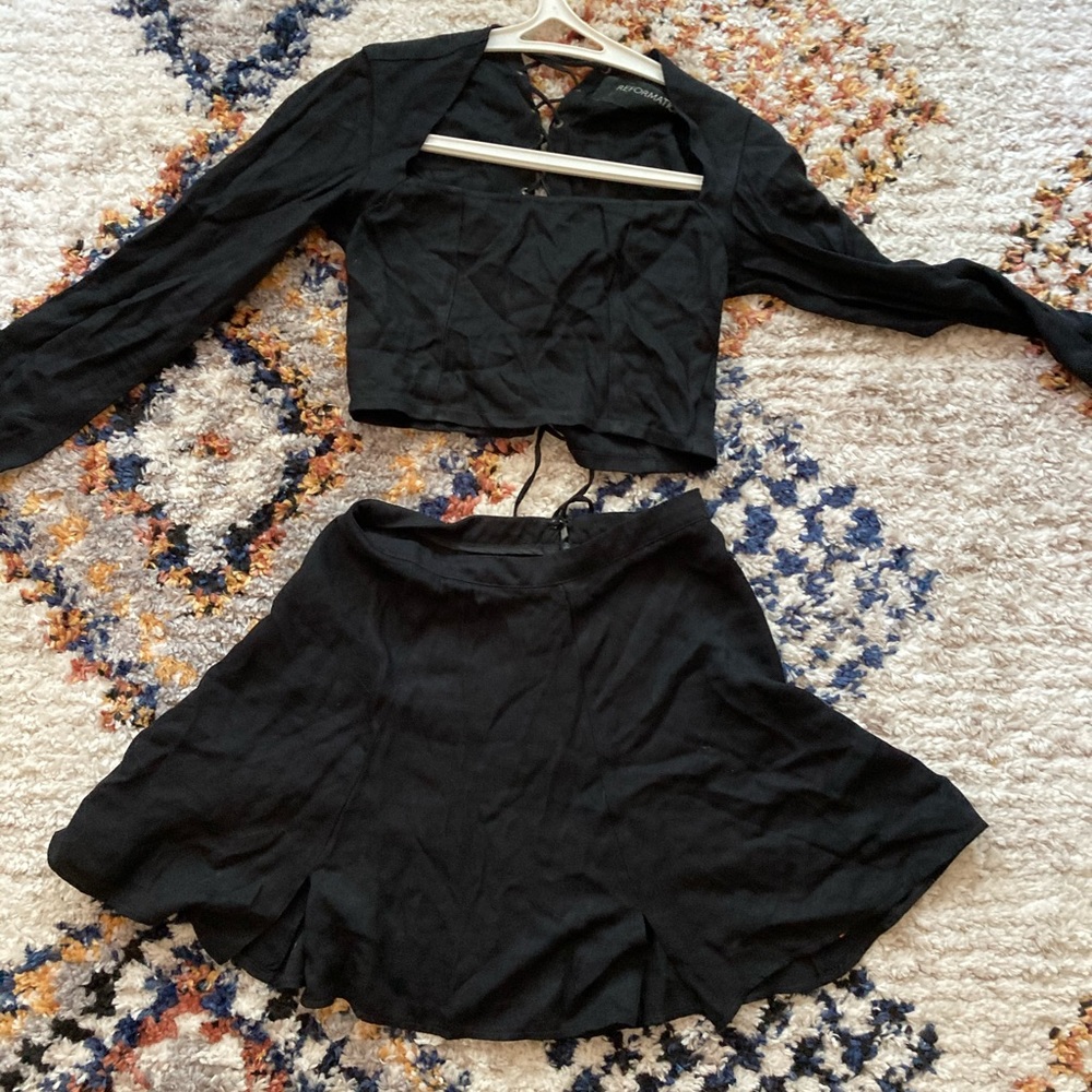 REFORMATION 2 piece corset black flirty outfit XS